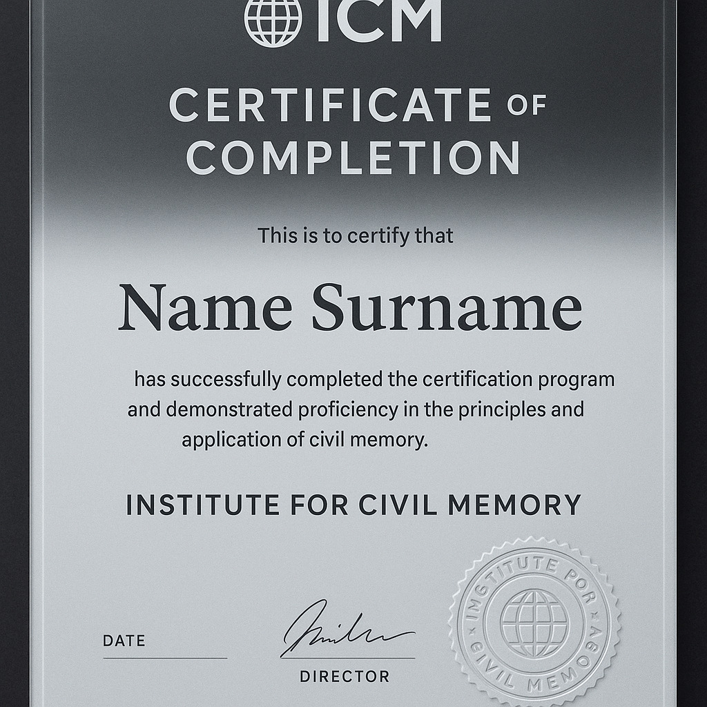 ICM Certificate — glass mock preview